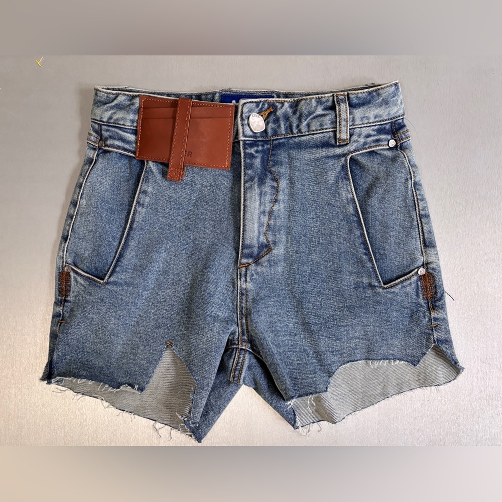 ADER leather card holder Jean shorts XS